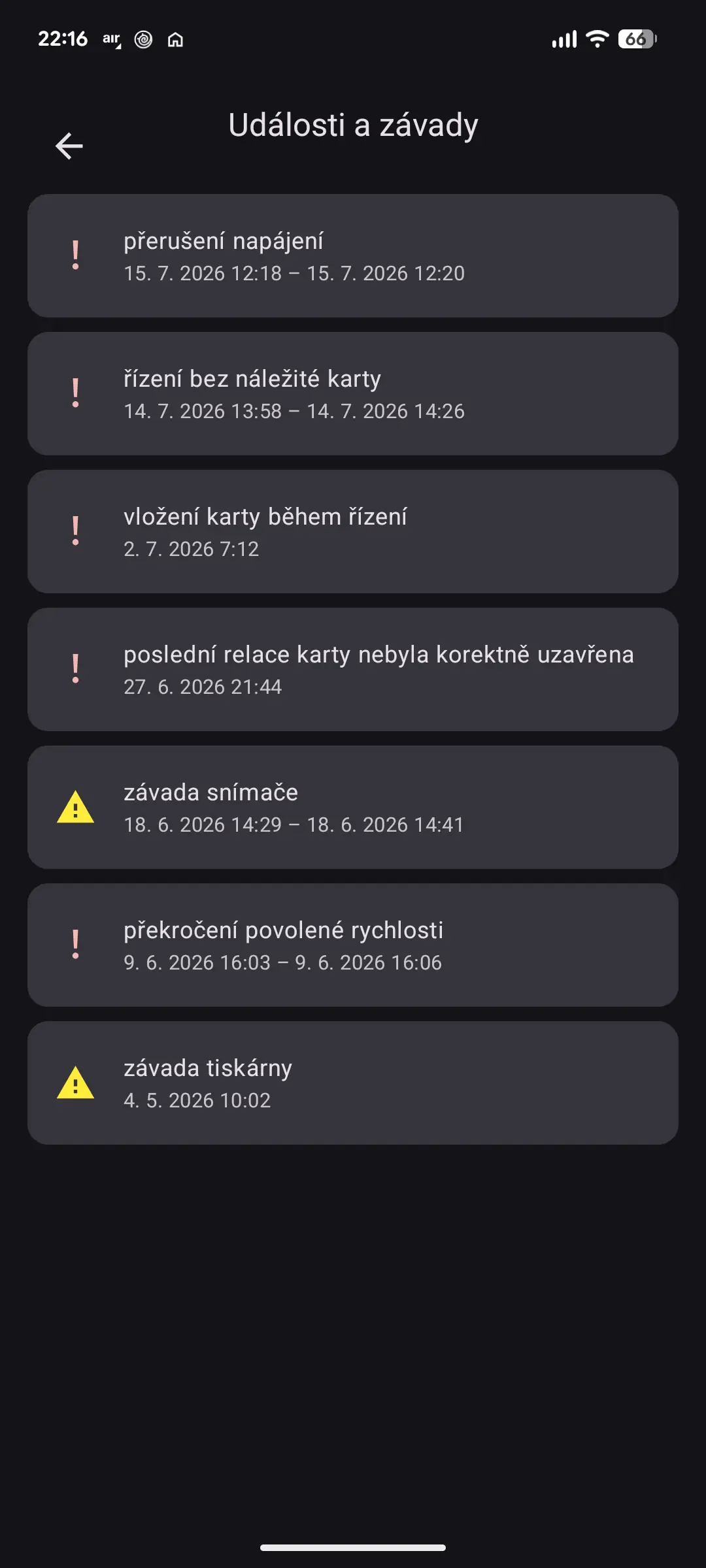 Události a závady